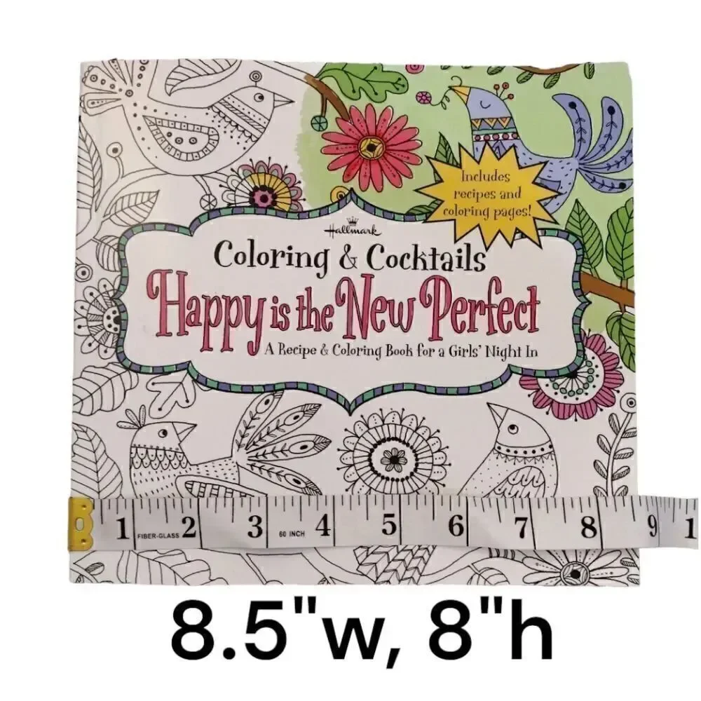 Hallmark Adult Coloring & Cocktails Book with Colored Pencils and Erasers Lot